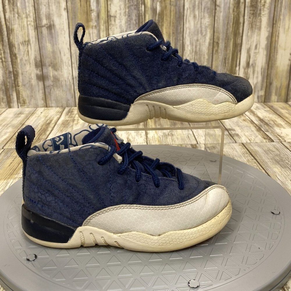 Nike Boys Jordan 12 Retro Blue Youth Shoes Sneakers Toddler Sz 9C BV8019-445